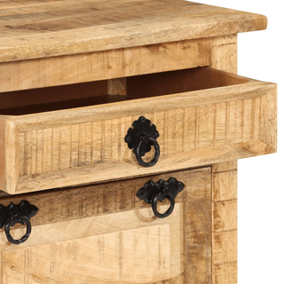 4-Layer Shoe Cabinet with Drawer Solid Rough Mango Wood - Giant Lobelia