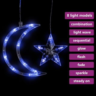 vidaXL Star and Moon Fairy Lights Remote Control 345 LED Blue - Giant Lobelia