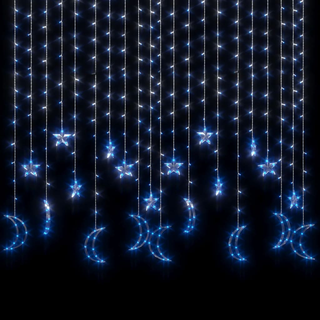 vidaXL Star and Moon Fairy Lights Remote Control 345 LED Blue - Giant Lobelia