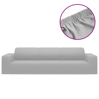 4-Seater Stretch Couch Slipcover Grey Polyester Jersey - Giant Lobelia