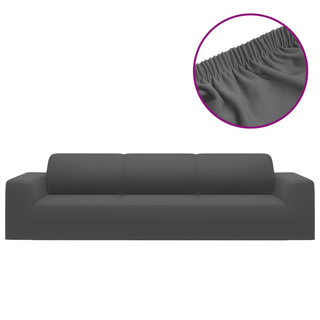 4-Seater Stretch Couch Slipcover Anthracite Polyester Jersey - Giant Lobelia