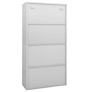 Office Cabinet Light Grey 90x40x180 cm Steel and Tempered Glass - Giant Lobelia