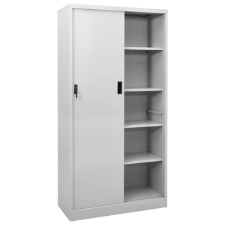 Office Cabinet with Sliding Door Light Grey 90x40x180 cm Steel - Giant Lobelia