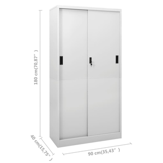 Office Cabinet with Sliding Door Light Grey 90x40x180 cm Steel - Giant Lobelia