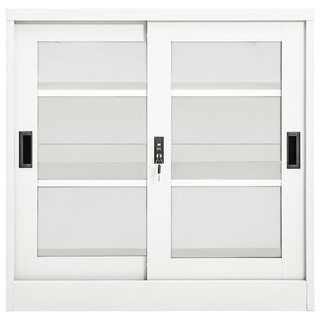 Sliding Door Cabinet White 90x40x90 cm Steel - Giant Lobelia