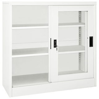 Sliding Door Cabinet White 90x40x90 cm Steel - Giant Lobelia