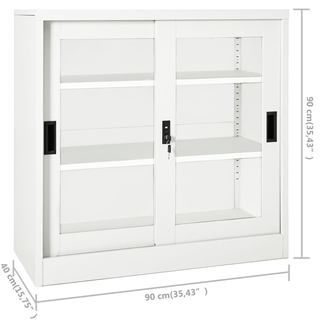 Sliding Door Cabinet White 90x40x90 cm Steel - Giant Lobelia