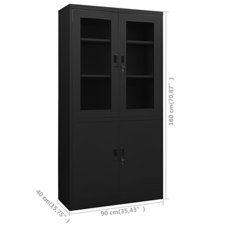 Office Cabinet Black 90x40x180 cm Steel - Giant Lobelia