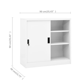 Office Cabinet with Sliding Door White 90x40x90 cm Steel - Giant Lobelia