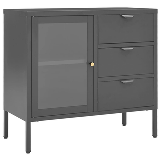 vidaXL Sideboard Anthracite 75x35x70 cm Steel and Tempered Glass - Giant Lobelia