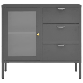 vidaXL Sideboard Anthracite 75x35x70 cm Steel and Tempered Glass - Giant Lobelia