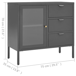 vidaXL Sideboard Anthracite 75x35x70 cm Steel and Tempered Glass - Giant Lobelia