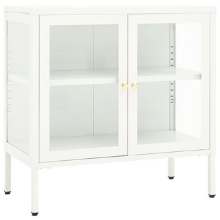 vidaXL Sideboard White 70x35x70 cm Steel and Glass - Giant Lobelia