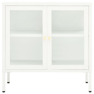 vidaXL Sideboard White 70x35x70 cm Steel and Glass - Giant Lobelia