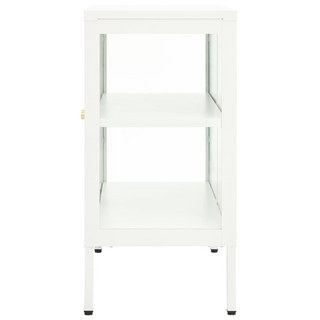 vidaXL Sideboard White 70x35x70 cm Steel and Glass - Giant Lobelia