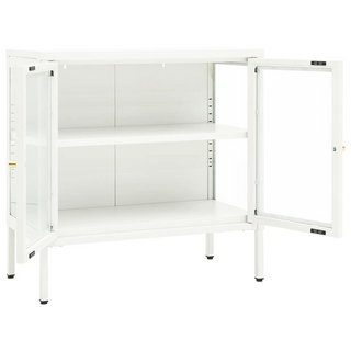 vidaXL Sideboard White 70x35x70 cm Steel and Glass - Giant Lobelia