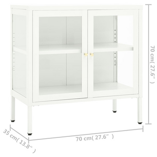 vidaXL Sideboard White 70x35x70 cm Steel and Glass - Giant Lobelia