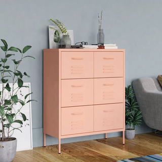 vidaXL Drawer Cabinet Pink 80x35x101.5 cm Steel - Giant Lobelia