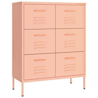 vidaXL Drawer Cabinet Pink 80x35x101.5 cm Steel - Giant Lobelia