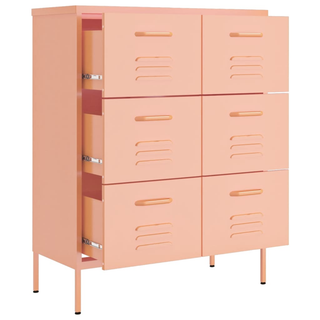 vidaXL Drawer Cabinet Pink 80x35x101.5 cm Steel - Giant Lobelia