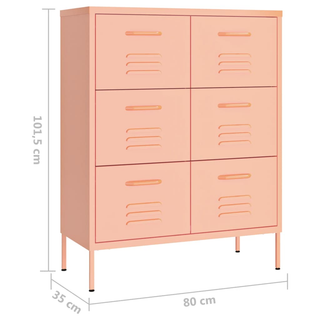 vidaXL Drawer Cabinet Pink 80x35x101.5 cm Steel - Giant Lobelia