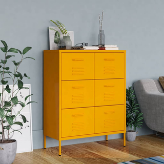 vidaXL Drawer Cabinet Mustard Yellow 80x35x101.5 cm Steel - Giant Lobelia