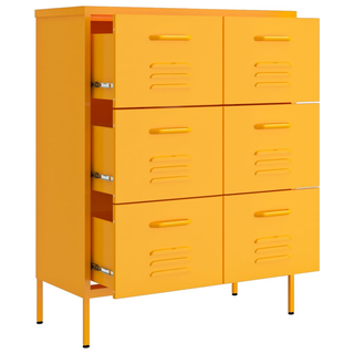 vidaXL Drawer Cabinet Mustard Yellow 80x35x101.5 cm Steel - Giant Lobelia