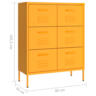 vidaXL Drawer Cabinet Mustard Yellow 80x35x101.5 cm Steel - Giant Lobelia