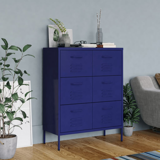 vidaXL Drawer Cabinet Navy Blue 80x35x101.5 cm Steel - Giant Lobelia