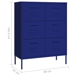 vidaXL Drawer Cabinet Navy Blue 80x35x101.5 cm Steel - Giant Lobelia