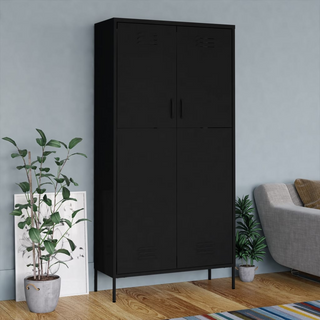 Wardrobe Black 90x50x180 cm Steel - Giant Lobelia