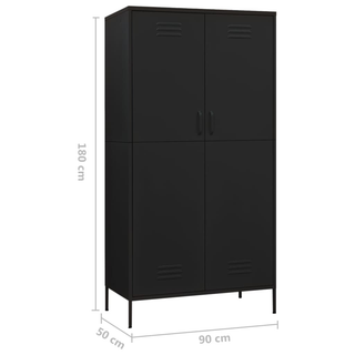 Wardrobe Black 90x50x180 cm Steel - Giant Lobelia