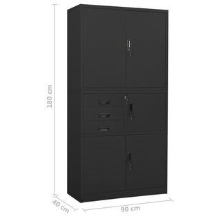 Office Cabinet Anthracite 90x40x180 cm Steel - Giant Lobelia