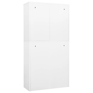 Office Cabinet White 90x40x180 cm Steel and Tempered Glass - Giant Lobelia