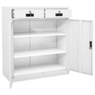 Office Cabinet White 90x40x102 cm Steel - Giant Lobelia