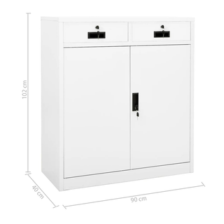 Office Cabinet White 90x40x102 cm Steel - Giant Lobelia