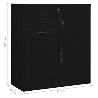 vidaXL Office Cabinet Black 90x40x102 cm Steel - Durable and Stylish Storage Solution - Giant Lobelia