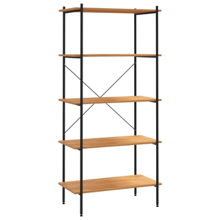 5-Tier Shelving Unit Black and Oak 80x40x163 cm - Giant Lobelia