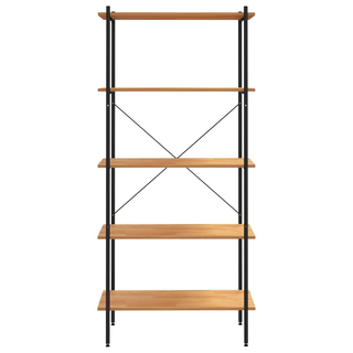 5-Tier Shelving Unit Black and Oak 80x40x163 cm - Giant Lobelia