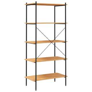 5-Tier Shelving Unit Black and Oak 80x40x163 cm - Giant Lobelia