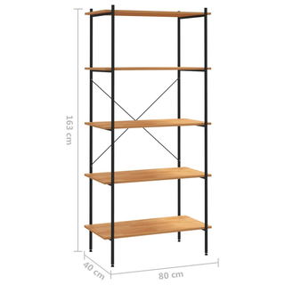 5-Tier Shelving Unit Black and Oak 80x40x163 cm - Giant Lobelia