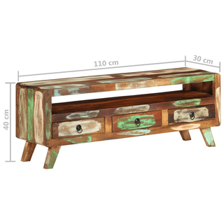 vidaXL TV Cabinet Multicolour 110x30x40 cm Solid Reclaimed Wood - Giant Lobelia