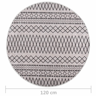 vidaXL Rug Washable φ120 cm Black and White Anti Slip - Giant Lobelia