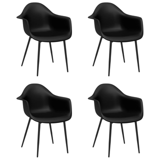 vidaXL Dining Chairs 4 pcs Black PP - Giant Lobelia