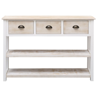 Sideboard White and Brown 108x30x76 cm Solid Wood Paulownia - Giant Lobelia