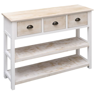 Sideboard White and Brown 108x30x76 cm Solid Wood Paulownia - Giant Lobelia