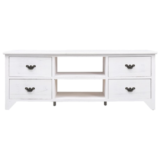 TV Cabinet Antique White 108x30x40 cm Solid Paulownia Wood - Giant Lobelia