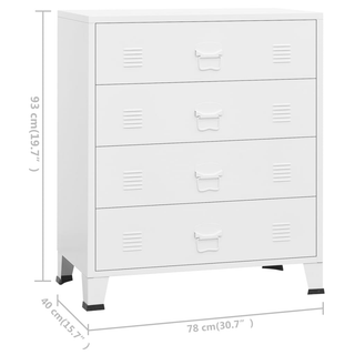 Industrial Drawer Cabinet White 78x40x93 cm Metal - Giant Lobelia