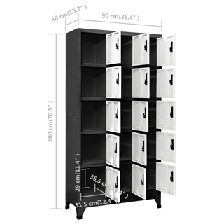 vidaXL Locker Cabinet Anthracite and White 90x40x180 cm Steel - Giant Lobelia