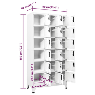 Locker Cabinet White 90x40x180 cm Steel - Giant Lobelia